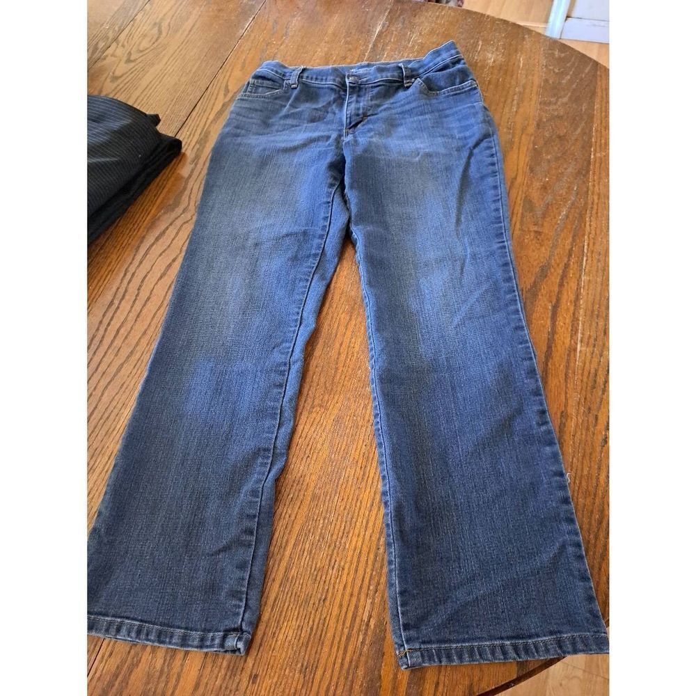 4P Petite Lee Relaxed Fit Denim Blue Jeans with Pockets and Belt Loops